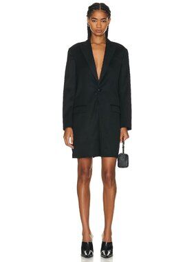 R13 Black Wool & Satin Tuxedo Romper $1,695, Size Medium
